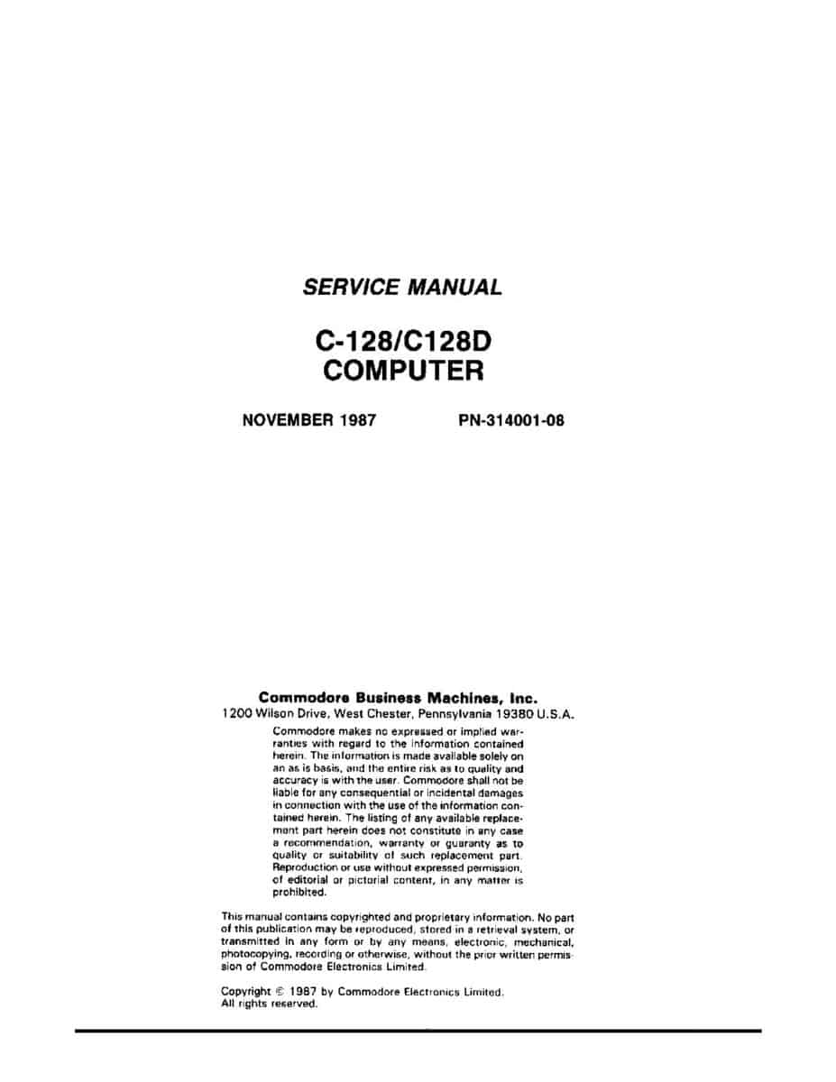 Commodore Service Manuals – RavenWolf Retro Tech